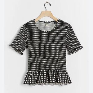 Scotch & Soda Smocked Gingham Top Size Small